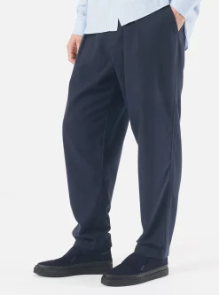Flash Sale Pleated Track Pant In Navy Cotton/Wool Twill Men Trousers.