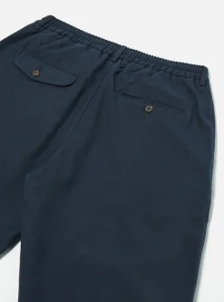 Flash Sale Pleated Track Pant In Navy Cotton/Wool Twill Men Trousers.