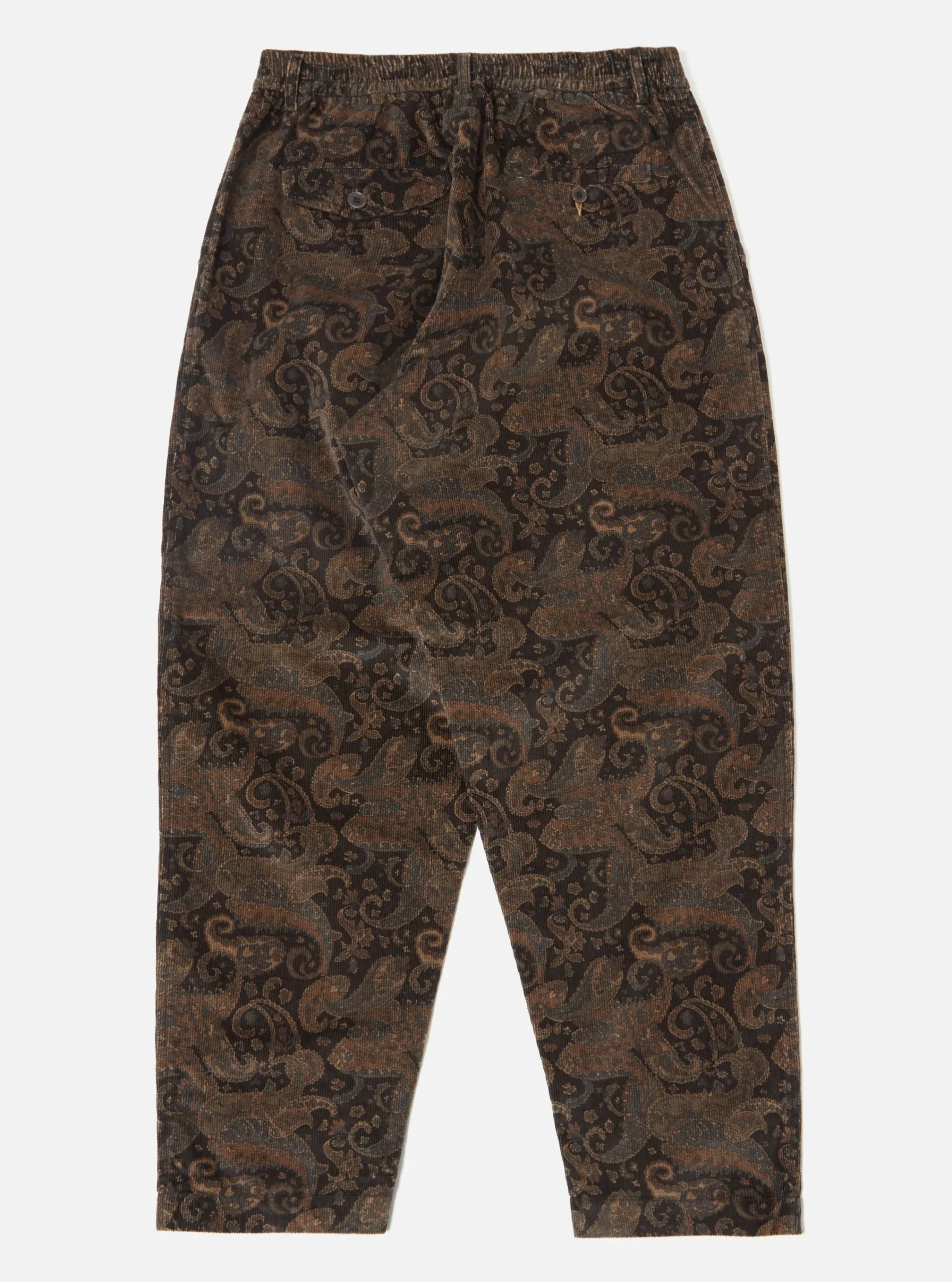 Cheap Pleated Track Pant In Black Japanese Print Cord Men Trousers.