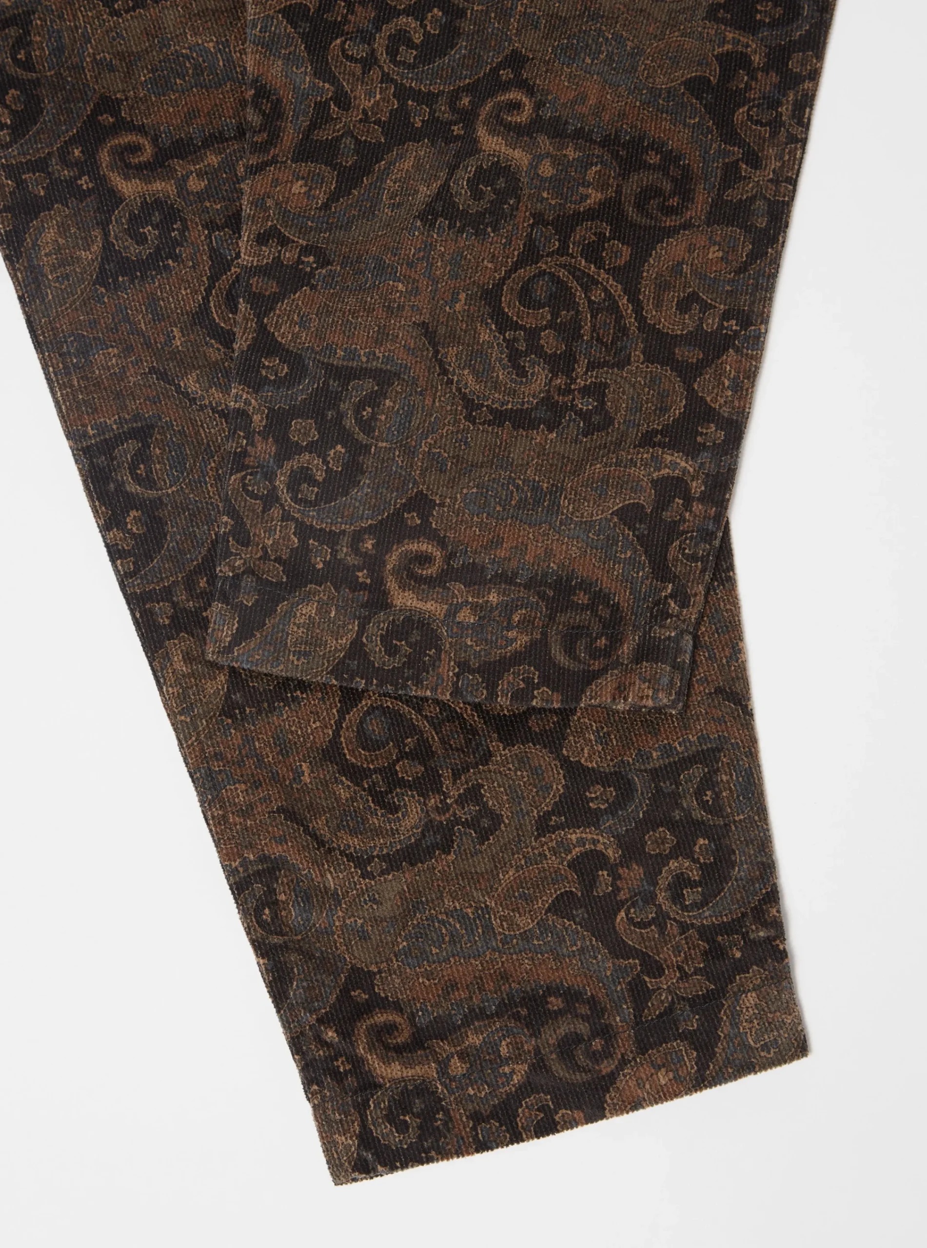 Cheap Pleated Track Pant In Black Japanese Print Cord Men Trousers.