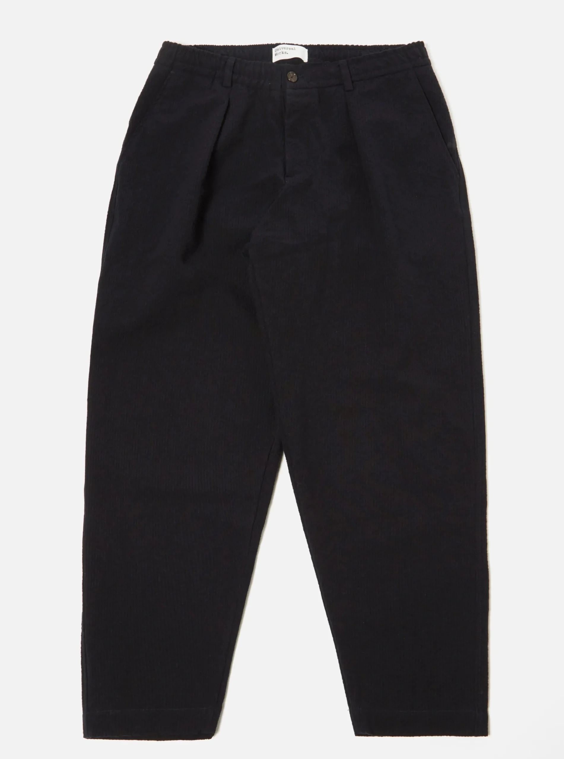 Cheap Pleated Track Pant In Navy Wool Cotton Seersucker Men Suiting.