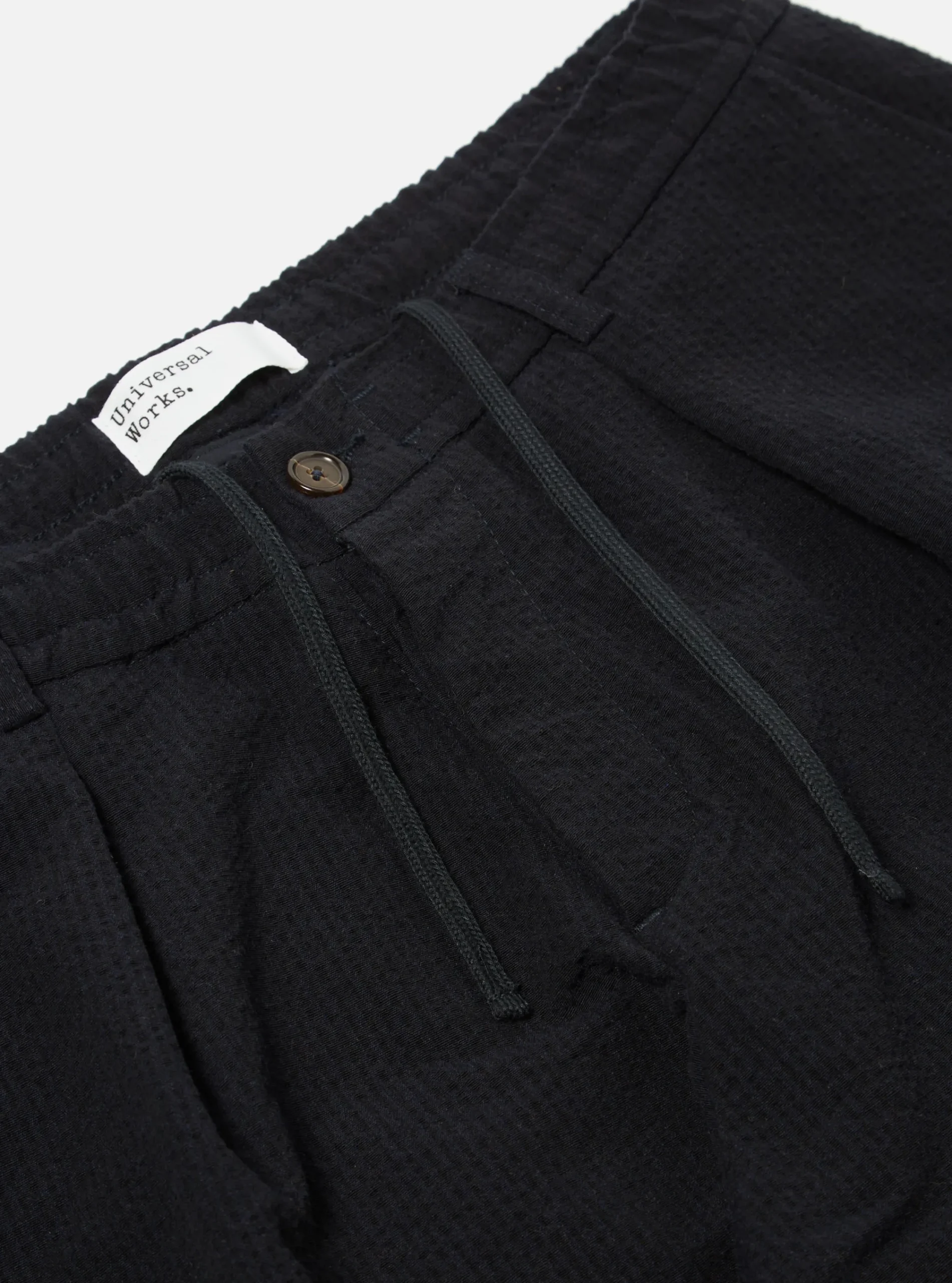 Cheap Pleated Track Pant In Navy Wool Cotton Seersucker Men Suiting.
