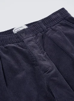 Online Pleated Track Pant In Navy Cord Men Suiting.