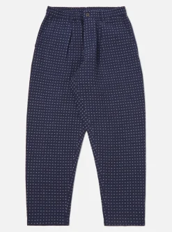 Shop Pleated Track Pant In Indigo Shingora Dot Men Suiting.
