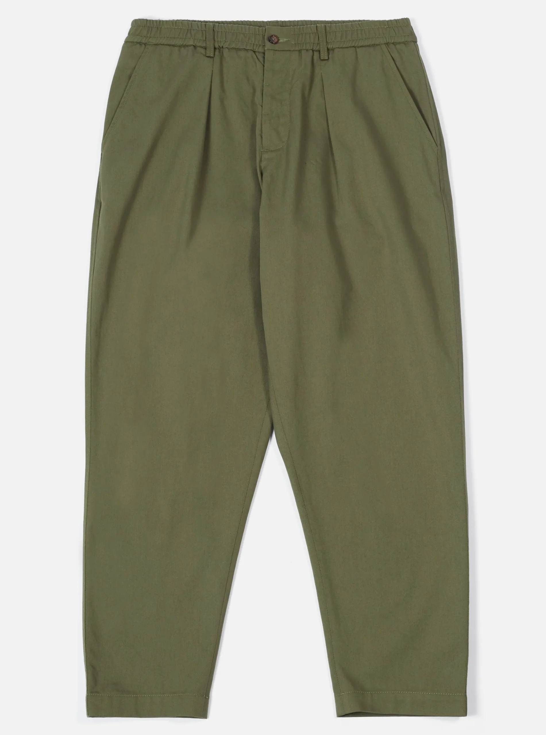 Cheap Pleated Track Pant In Light Olive Twill Men Suiting.