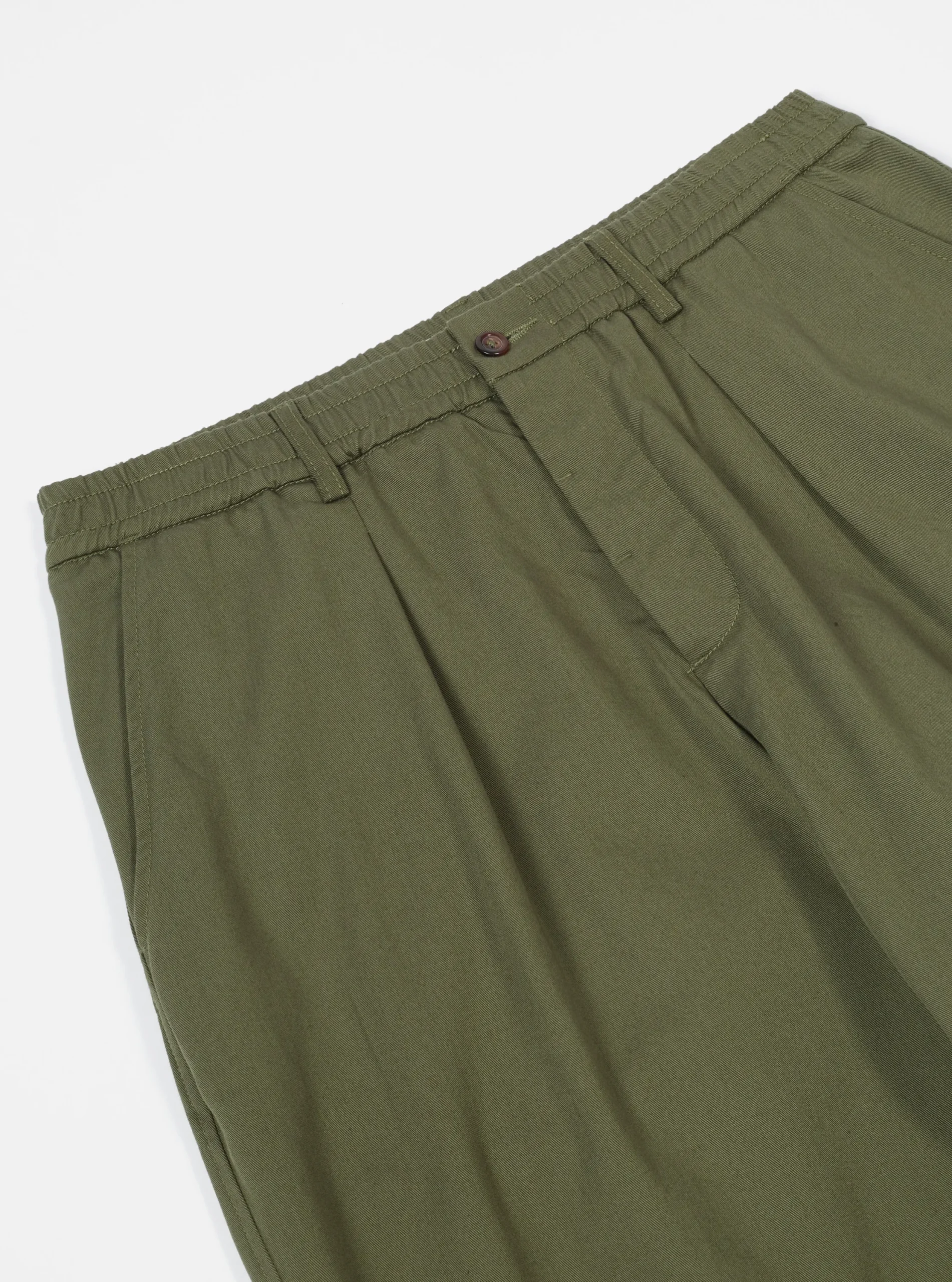 Cheap Pleated Track Pant In Light Olive Twill Men Suiting.