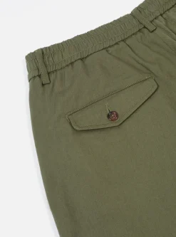 Cheap Pleated Track Pant In Light Olive Twill Men Suiting.