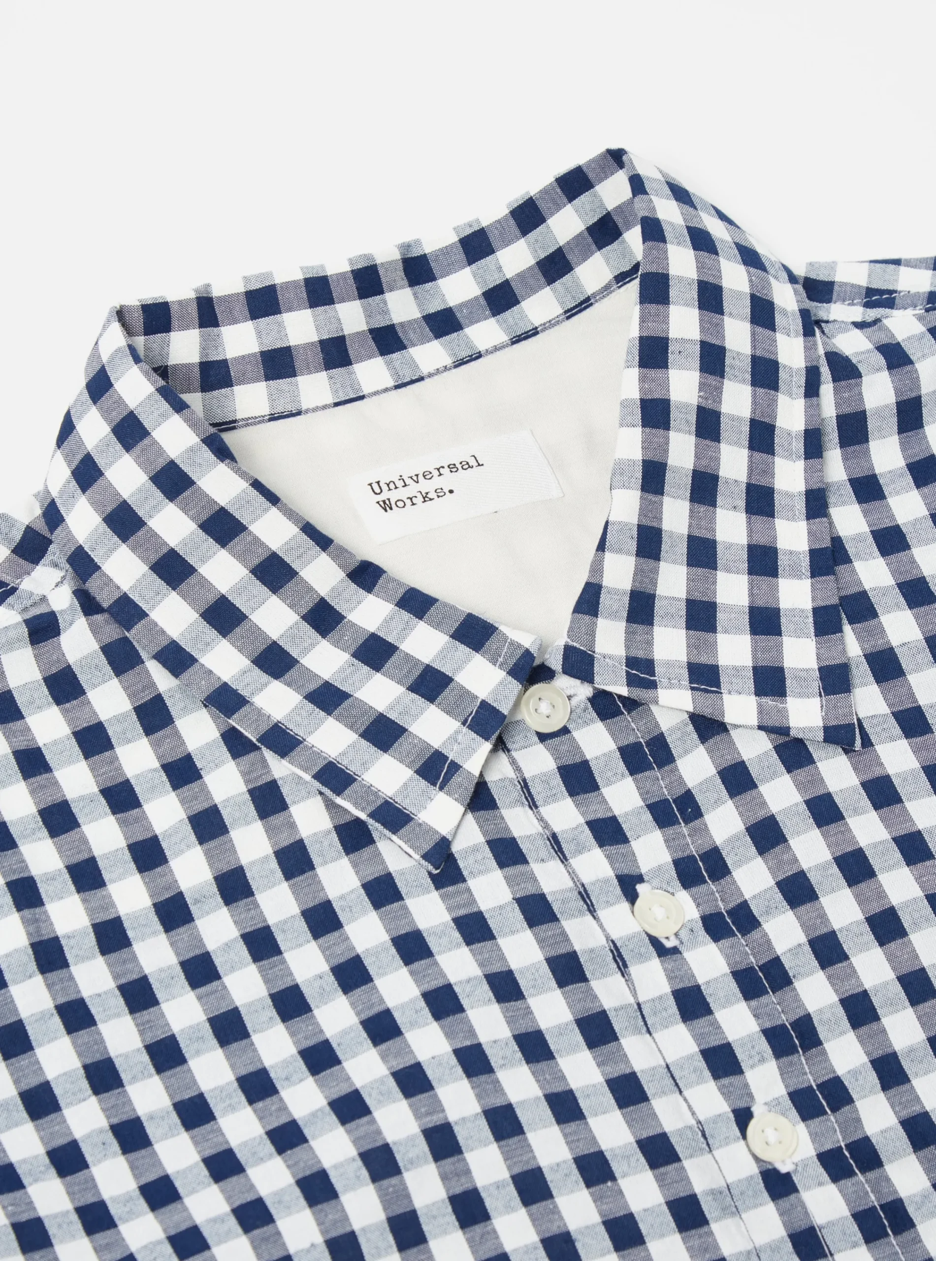 New Pullover L/S Shirt In Navy Gingham Seersucker Men Shirts.