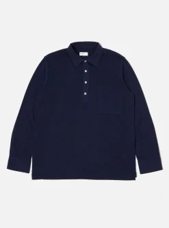 Clearance Pullover L/S Shirt In Navy Recycled Wool Mix Sj Men Shirts.