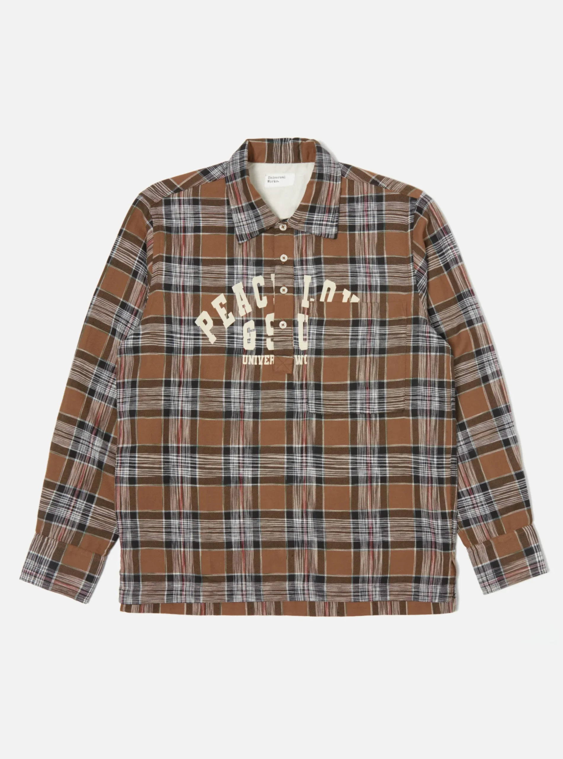 Best Sale Pullover L/S Shirt In Brown Ikat Twill Check Men Shirts.