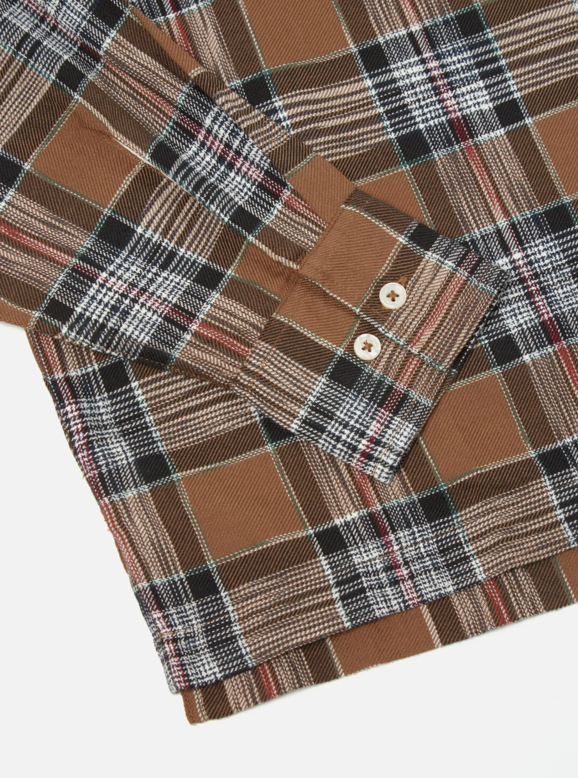 Best Sale Pullover L/S Shirt In Brown Ikat Twill Check Men Shirts.