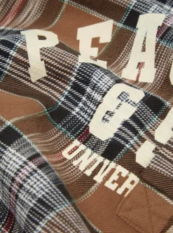 Best Sale Pullover L/S Shirt In Brown Ikat Twill Check Men Shirts.