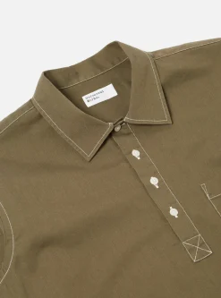 Flash Sale Pullover L/S Shirt In Olive Scuba Cotton Men Overshirts.