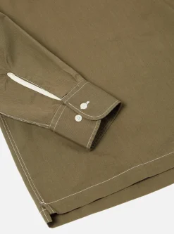 Flash Sale Pullover L/S Shirt In Olive Scuba Cotton Men Overshirts.