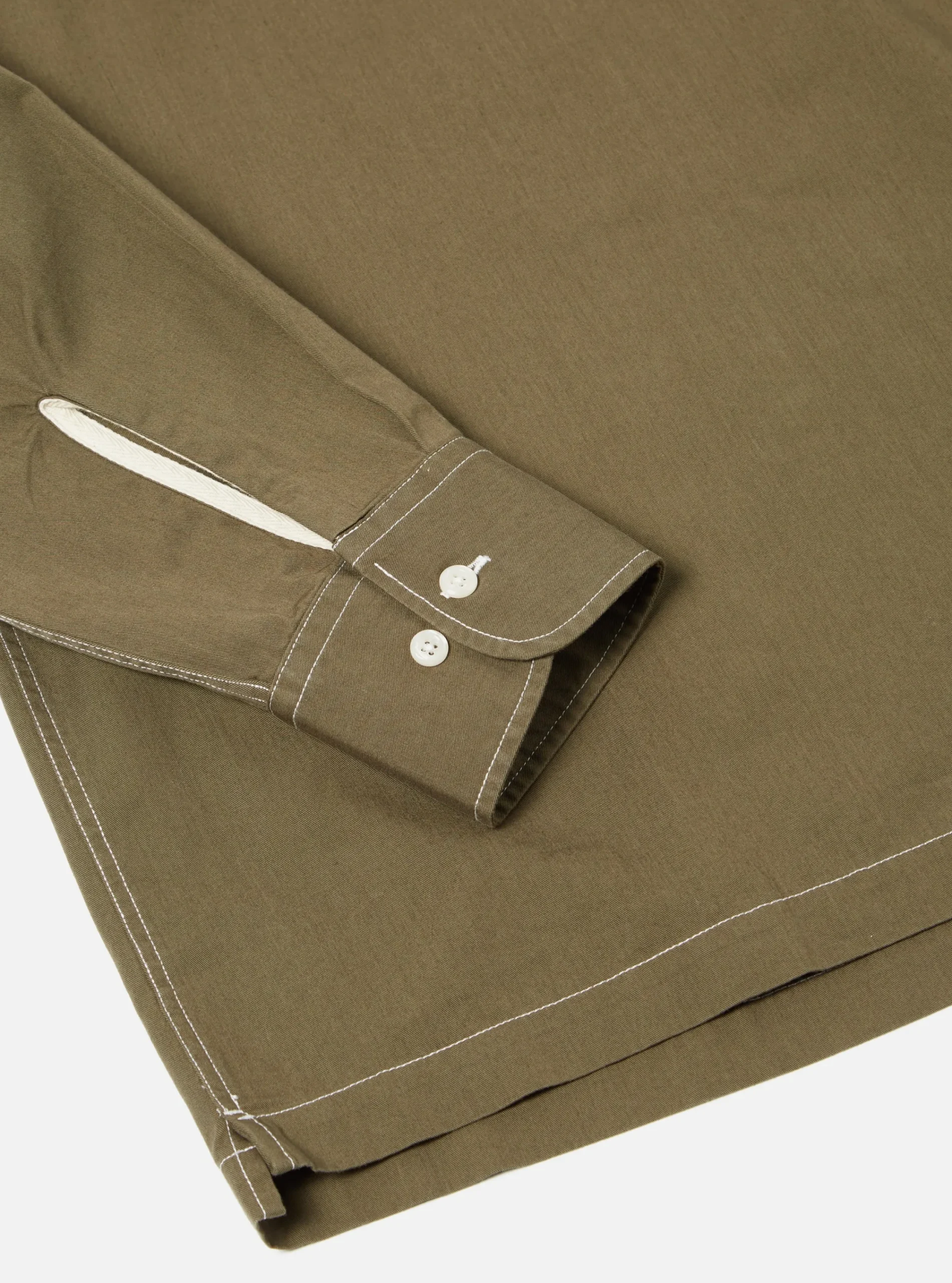 Flash Sale Pullover L/S Shirt In Olive Scuba Cotton Men Overshirts.