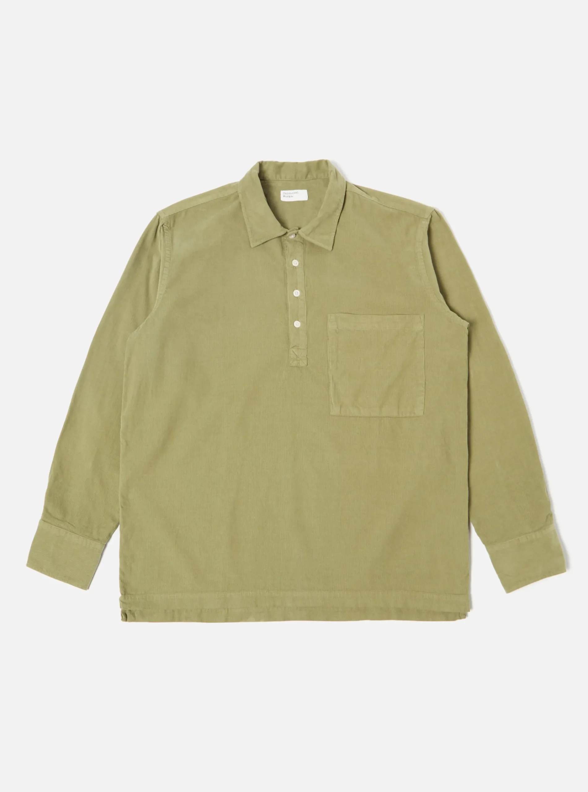 Store Pullover L/S Shirt In Olive Super Fine Cord Men Overshirts.