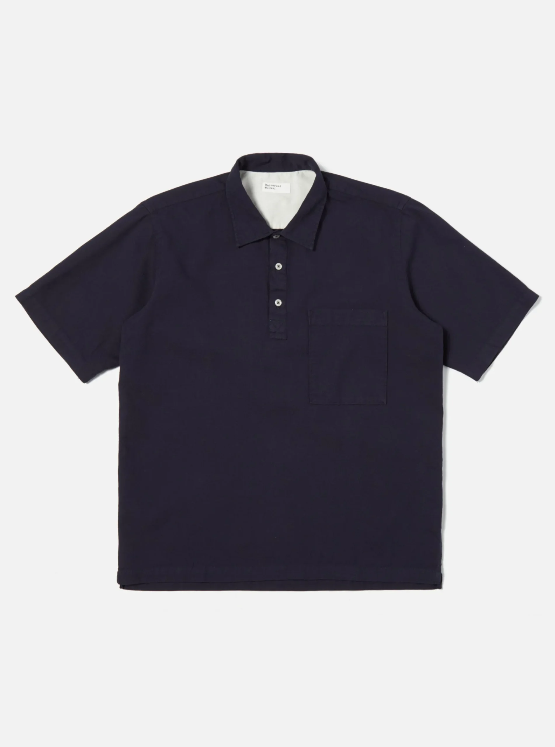Flash Sale Pullover S/S Shirt In Navy Barca Dobby Cotton Men Shirts.