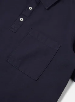 Flash Sale Pullover S/S Shirt In Navy Barca Dobby Cotton Men Shirts.