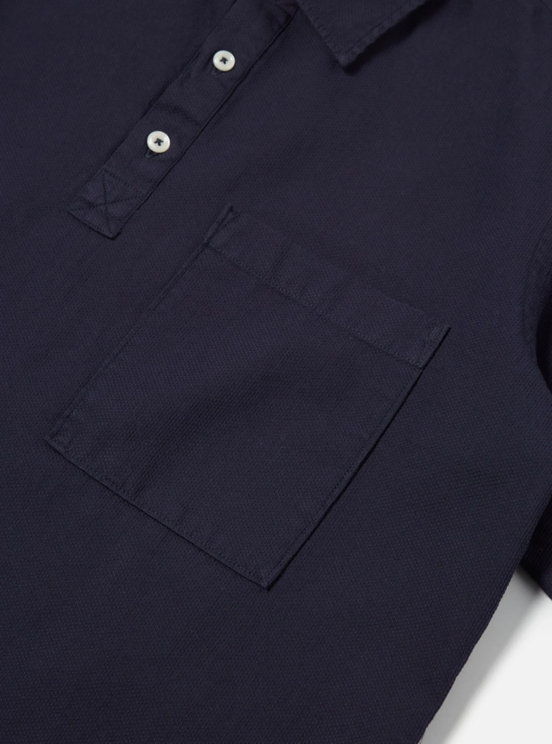 Flash Sale Pullover S/S Shirt In Navy Barca Dobby Cotton Men Shirts.