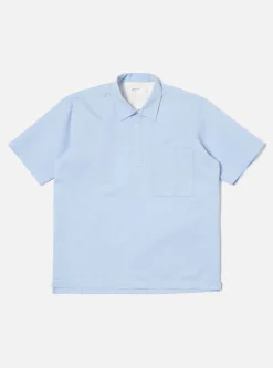 Store Pullover S/S Shirt In Sky Barca Waffle Cotton Men Shirts.