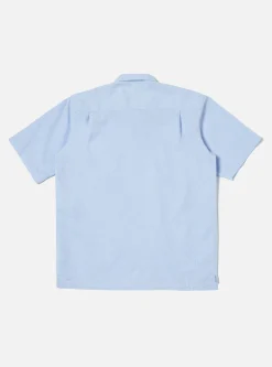 Store Pullover S/S Shirt In Sky Barca Waffle Cotton Men Shirts.