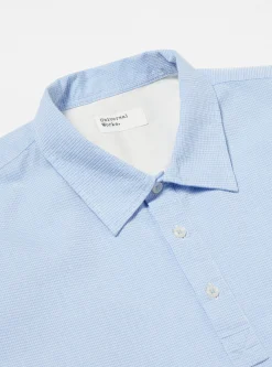 Store Pullover S/S Shirt In Sky Barca Waffle Cotton Men Shirts.