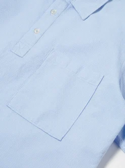 Store Pullover S/S Shirt In Sky Barca Waffle Cotton Men Shirts.