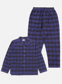 Clearance Pyjama Set In Indigo Brushed Check Men Nightwear.