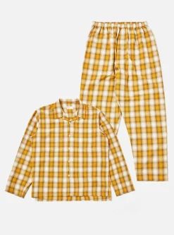 Clearance Pyjama Set In Mustard Shadow Check Men Nightwear.