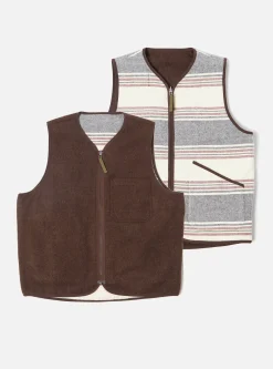 Fashion Reversible Liner Gilet In Brown Melange Melton Men Waistcoats & Gilets.