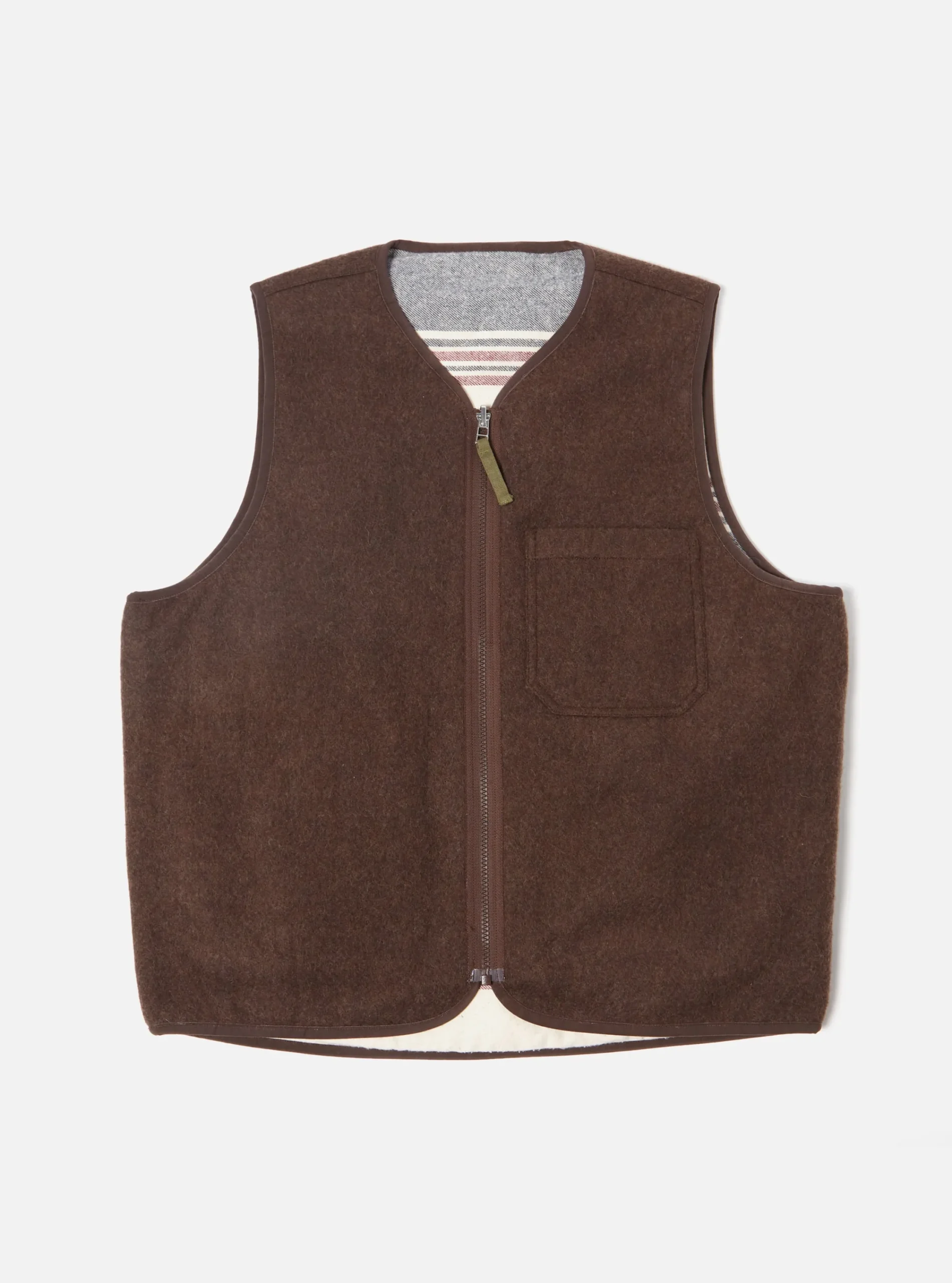 Fashion Reversible Liner Gilet In Brown Melange Melton Men Waistcoats & Gilets.