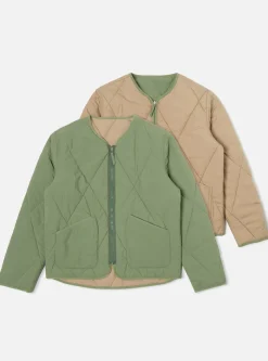 Best Reversible Military Liner Jacket In Green/Sand Diamond Quilt Recycled Nylon Men Coats & Outerwear.
