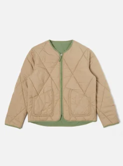Best Reversible Military Liner Jacket In Green/Sand Diamond Quilt Recycled Nylon Men Coats & Outerwear.