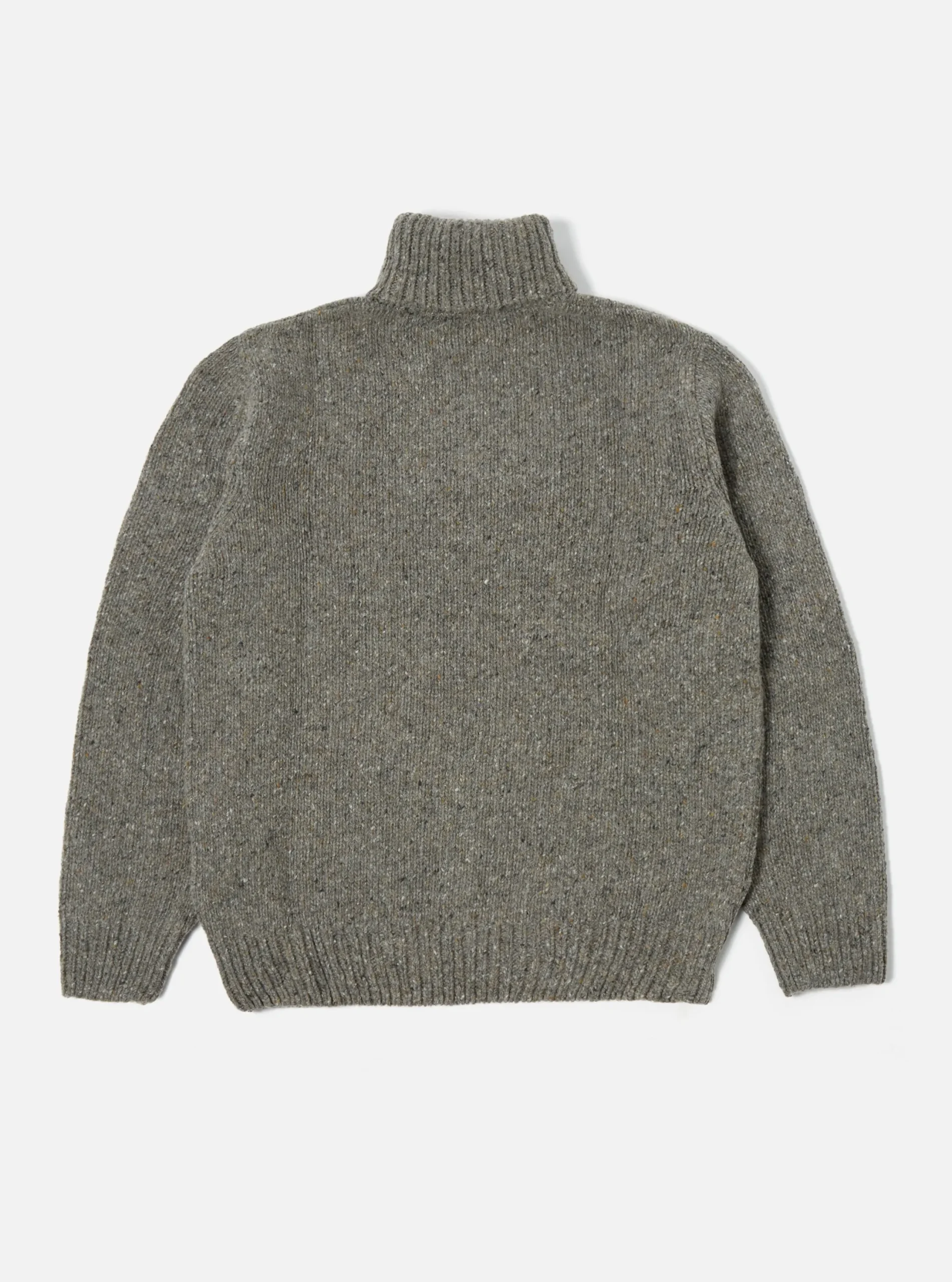 Clearance Roll Neck In Grey Lambswool Fleck Men Knitwear.