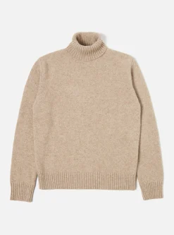 Store Roll Neck In Oatmeal Eco Wool Men Knitwear.