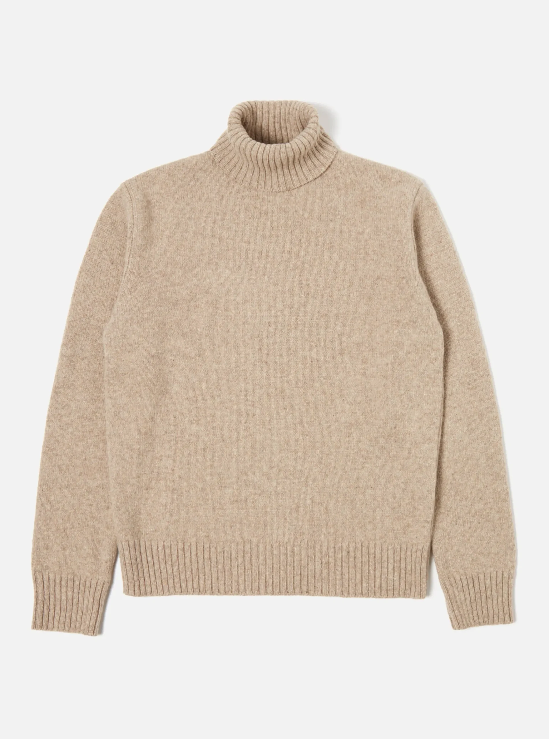 Store Roll Neck In Oatmeal Eco Wool Men Knitwear.