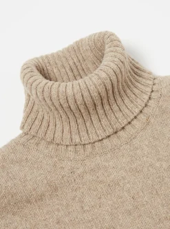Store Roll Neck In Oatmeal Eco Wool Men Knitwear.