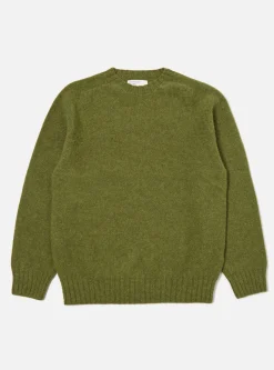 Clearance Seamless Crew In Green Supersoft Knit Men Knitwear.