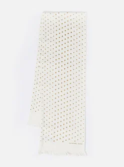Store Short Scarf In Ecru/Gold Dot Print Men Accessories.