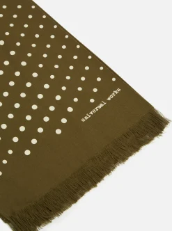 Best Short Scarf In Olive Dot Print Men Accessories.