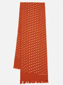 Hot Short Scarf In Orange Dot Print Men Accessories.
