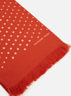 Hot Short Scarf In Orange Dot Print Men Accessories.
