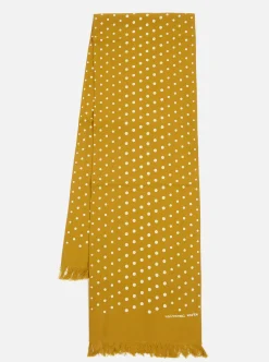 Store Short Scarf In Mustard Dot Print Men Accessories.