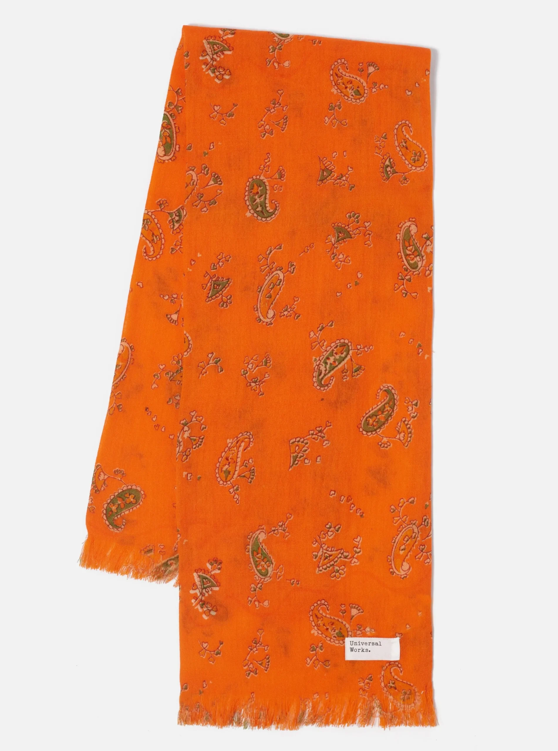 Flash Sale Short Scarf In Orange Paisley Wool Men Accessories.