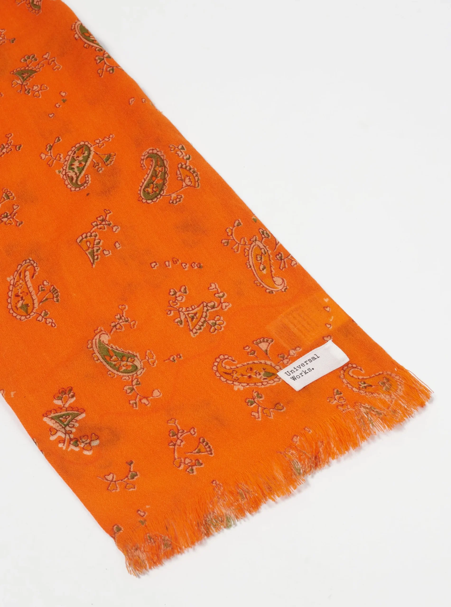 Flash Sale Short Scarf In Orange Paisley Wool Men Accessories.