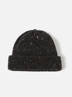 Fashion Short Watch Cap In Black Marl Kilcarra Wool Men Accessories.