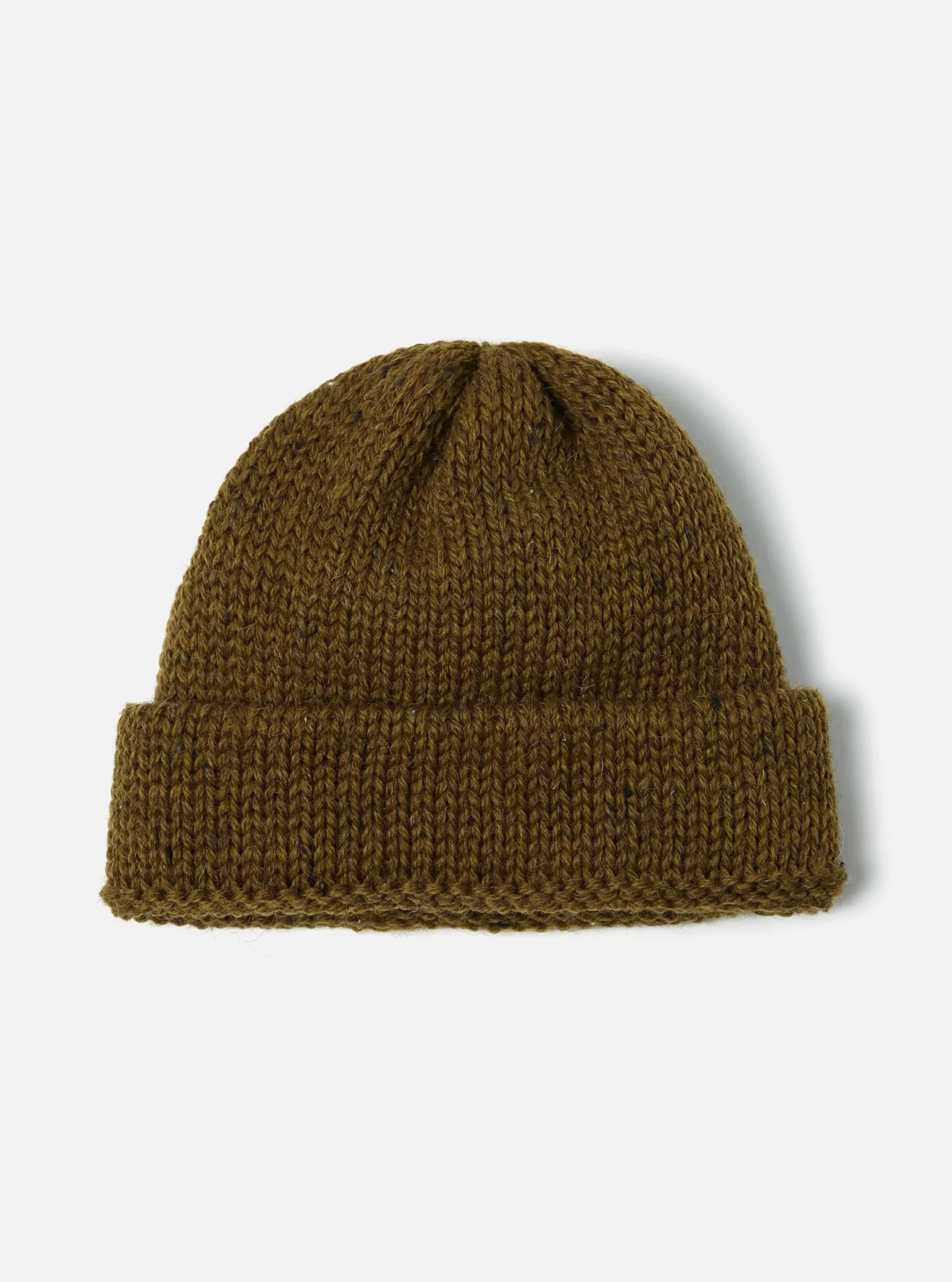 Hot Short Watch Cap In Khaki British Wool Men Accessories.