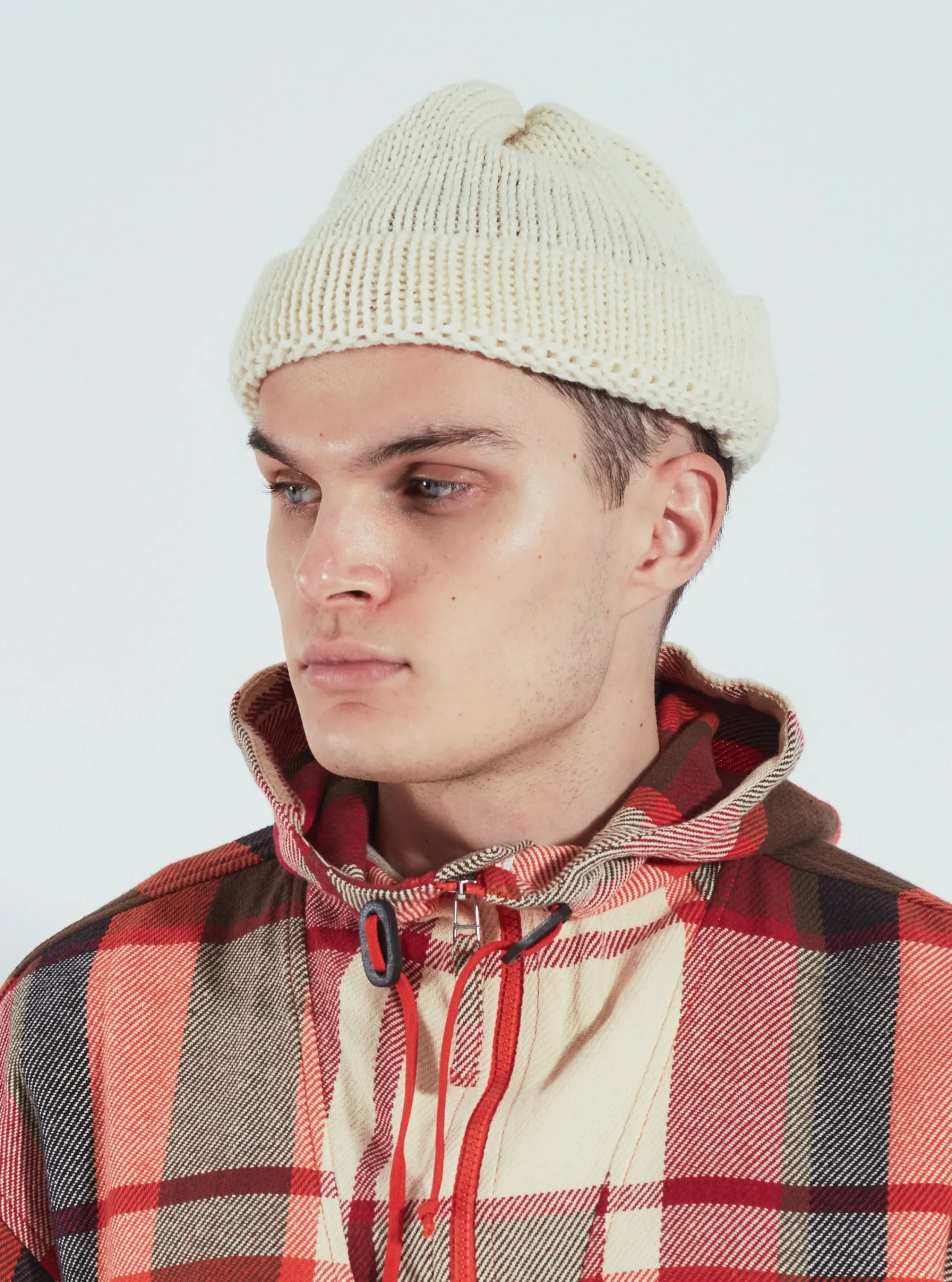 New Short Watch Cap In Ecru British Wool Men Accessories.