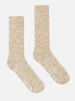 Sale Slub Sock In Dark Sand Slub Knit Men Underwear & Socks.