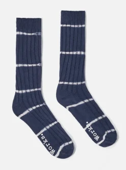 Cheap Slub Sock In Navy Tie Dye Knit Men Underwear & Socks.